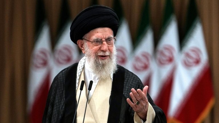 Iranian Supreme Leader Ayatollah Ali Khamenei speaks in Tehran, Iran,...