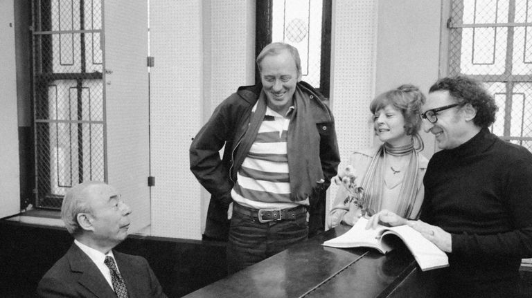 Composer Richard Rodgers, left, appears with cast members of "REX"...