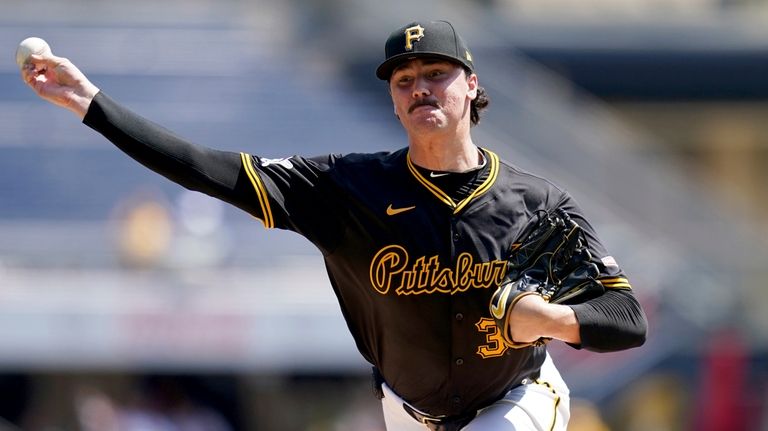 Pittsburgh Pirates' Paul Skenes delivers during the second inning of...