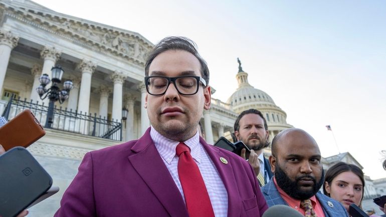 Rep. George Santos (R-Nassau/Queens) shown outside the U.S. Capitol in...