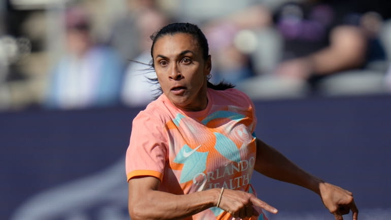 Orlando Pride's Marta (10) in action during an NWSL soccer...