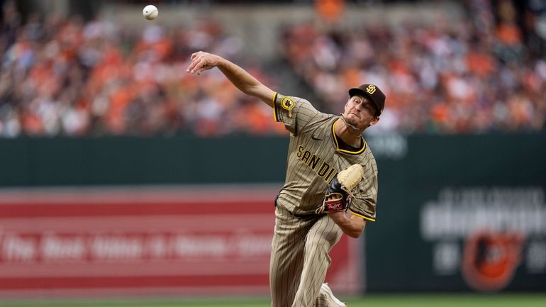 San Diego Padres starting pitcher Adam Mazur delivers during the...