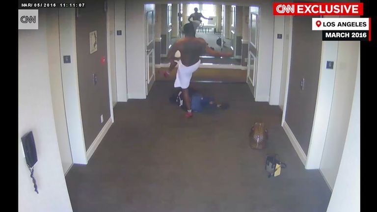 This frame grab taken from hotel security camera video and...