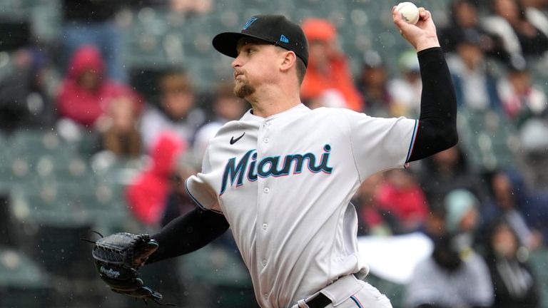 Braxton Garrett of the Miami Marlins delivers a pitch against the