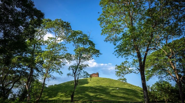 A view of the Moidams burial mounds in Charaideo, in...