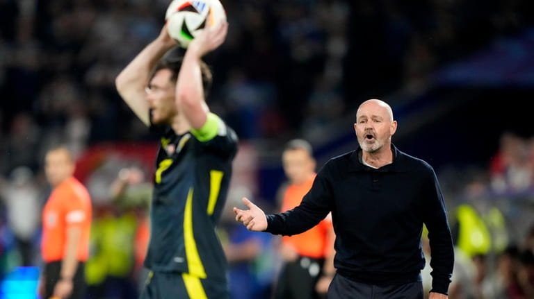 Scotland's manager Steve Clarke reacts during a Group A match...