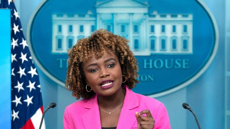 White House press secretary Karine Jean-Pierre speaks during the daily...