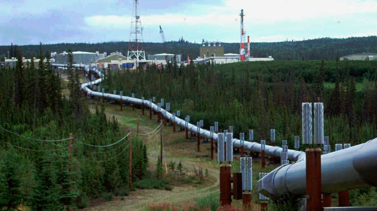 In this undated file photo the Trans-Alaska pipeline and pump...