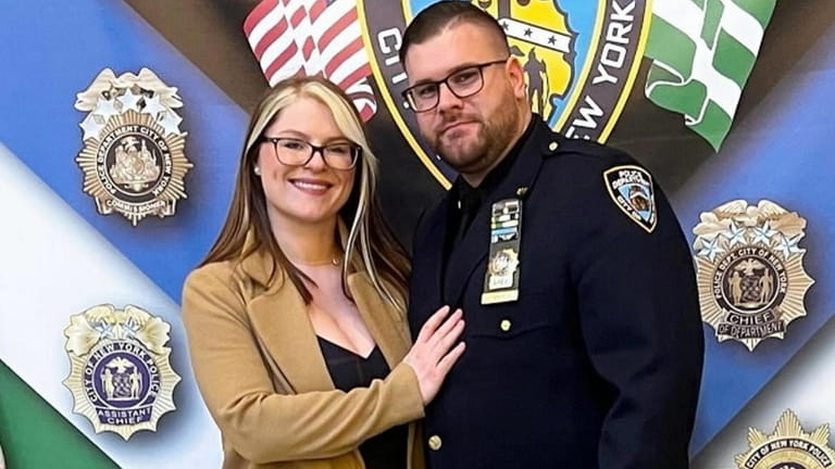 Emilia and Carl Rennhack attend an NYPD event.