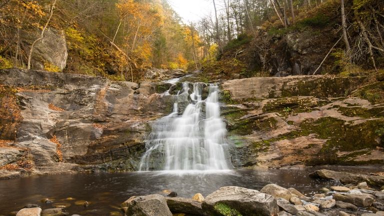 The main waterfall at Kent Falls State Park in Kent,...