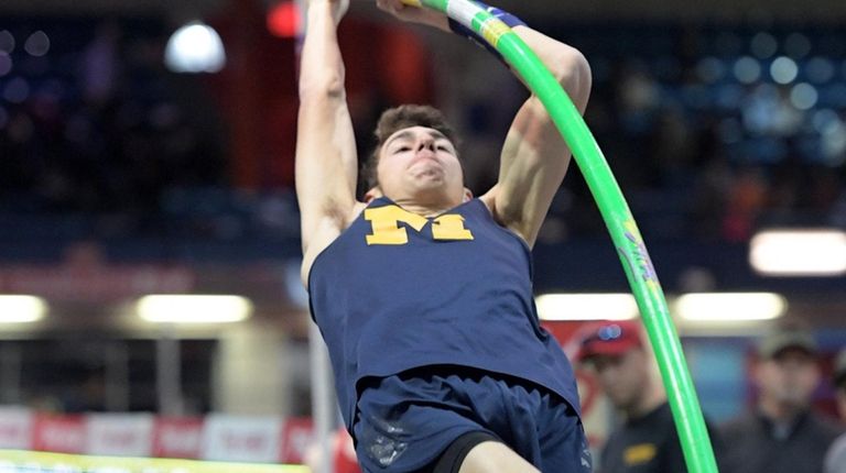 Nick Bianco of Massapequa finishes fourth in the pole vault during...