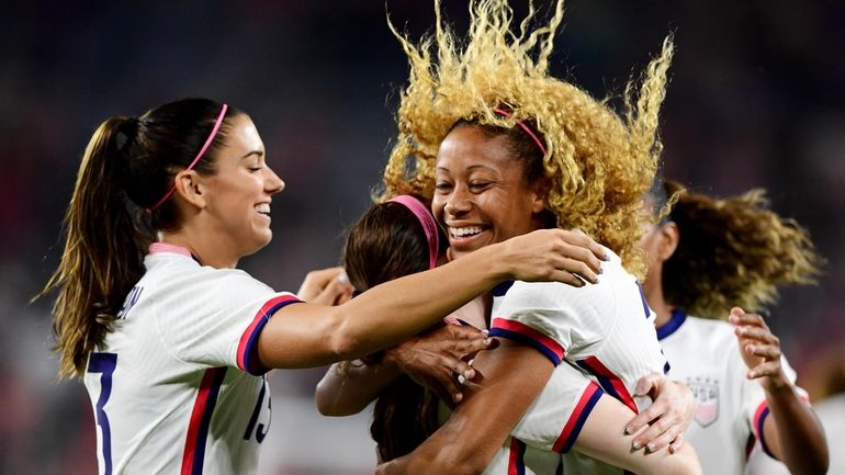 Rose Lavelle #16 of the United States celebrates her goal...