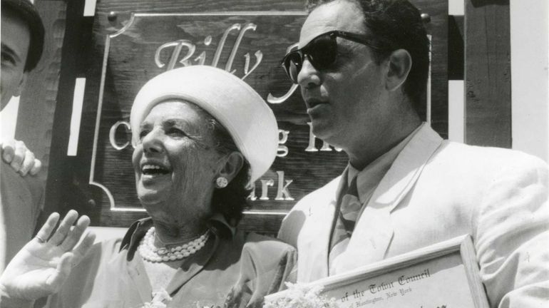 Billy Joel, with his mother, Rosalind Nyman, during a park...