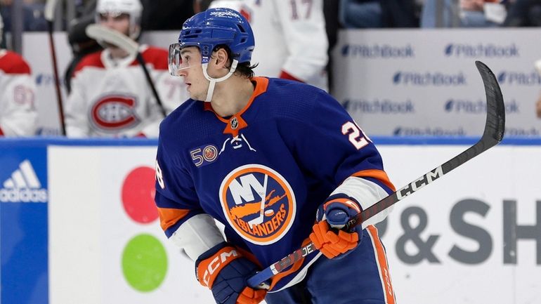 Alexander Romanov of the New York Islanders at UBS Arena...