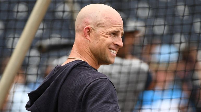 Yankees outfielder Brett Gardner takes batting practice during spring training...