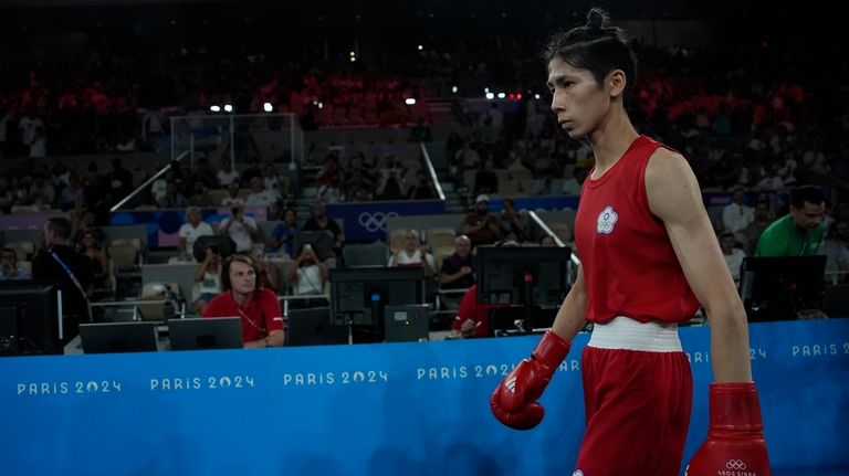 Taiwan's Lin Yu-ting prepares to fight Poland's Julia Szeremeta in...