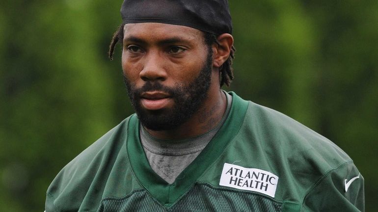 Antonio Cromartie looks on during OTAs at the Atlantic Health...