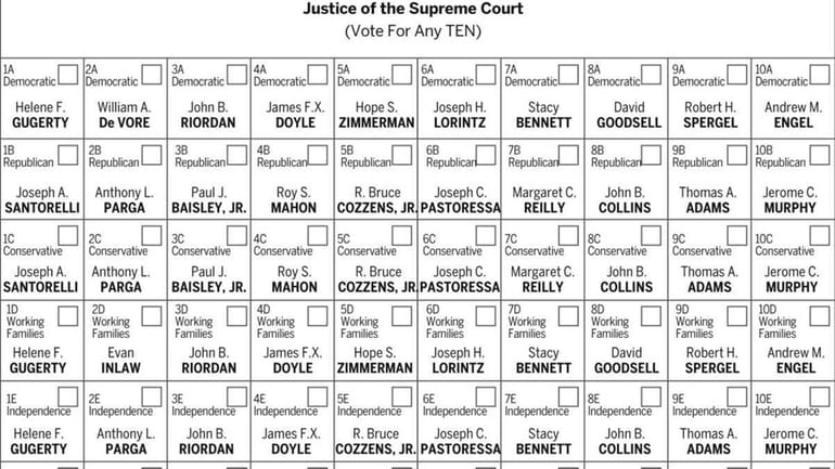 Copy of ballot for Justice of the Supreme Court race....