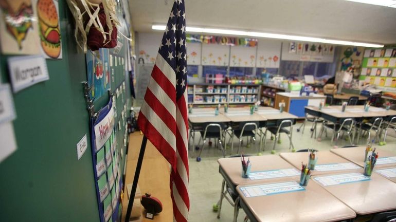 An undated file photo of an empty classroom.