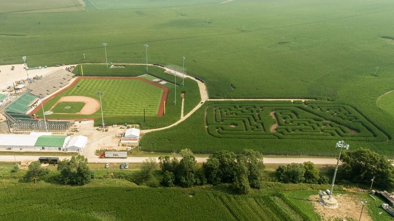 The stadium and corn field maze at the Field of...