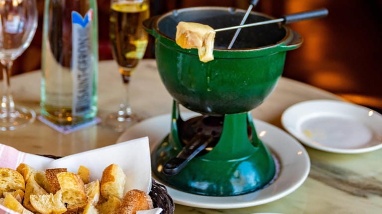 The cheese fondue with bread at Demarchelier in Greenport.