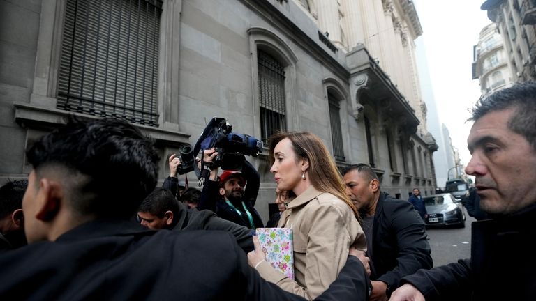 Javier Milei's' running mate Victoria Villarruel enters the Buenos Aires...