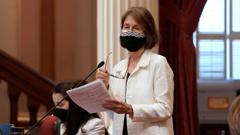 State Sen. Nancy Skinner, D-Berkeley, speaks at the Capitol in...