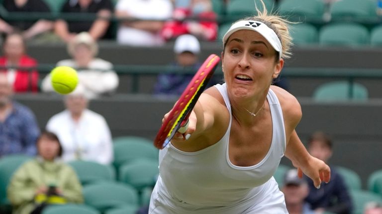 Gabriela Dabrowski of Canada plays return to Caroline Dolehide of...