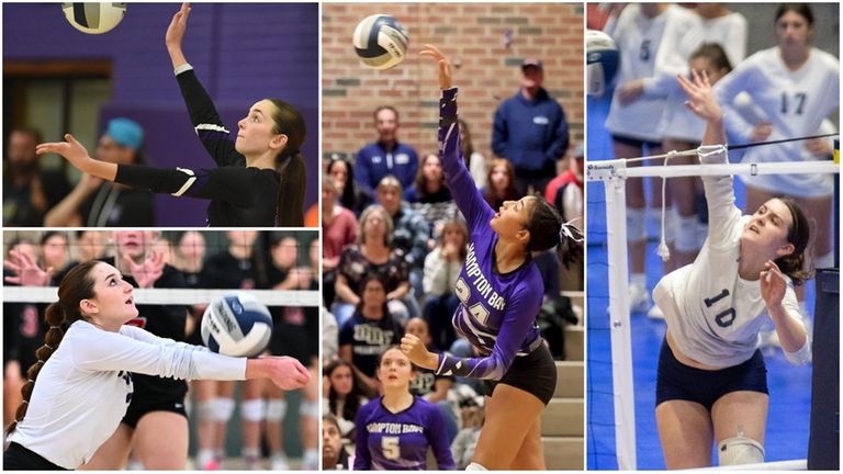 (From left) Ava Reilly of Port Jefferson (top), Makenzie Muscarello of Sayville (bottom),...