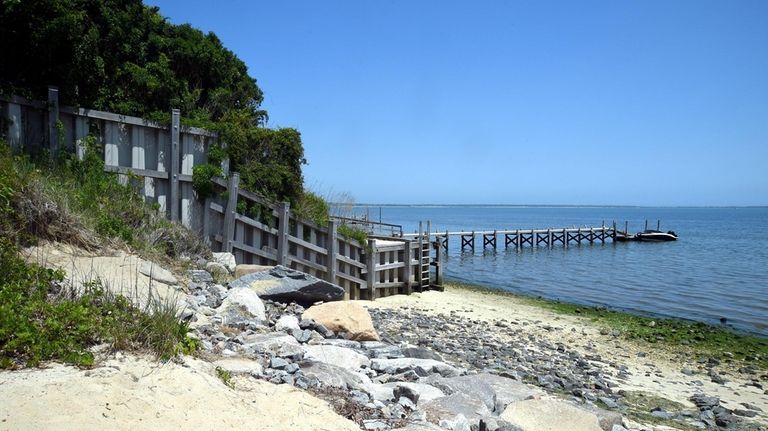 The beach overlooks Shinnecock Bay off Bay Avenue East in Hampton...