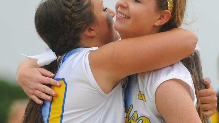 Kellenberg pitcher #10 Susan Pardo and catcher #20 Alexandra Pisciotta...