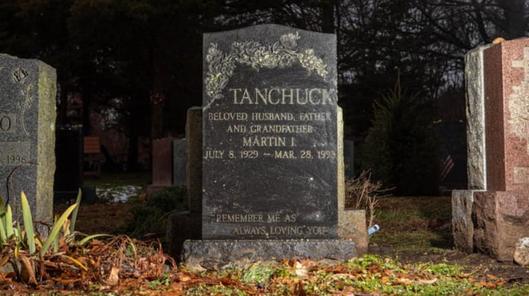 The headstone of Martin Tanchuck, Hugh's father, at Melville Cemetery...