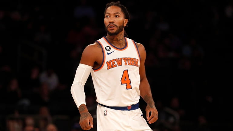Derrick Rose of the New York Knicks at Madison Square Garden...