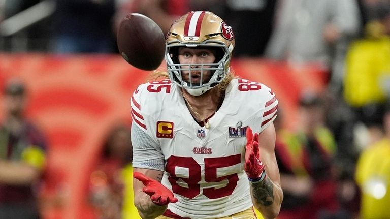 San Francisco 49ers tight end George Kittle prepares to make...