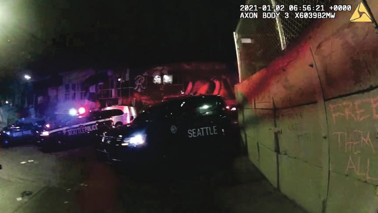 This image taken from a Seattle Police Department body camera...
