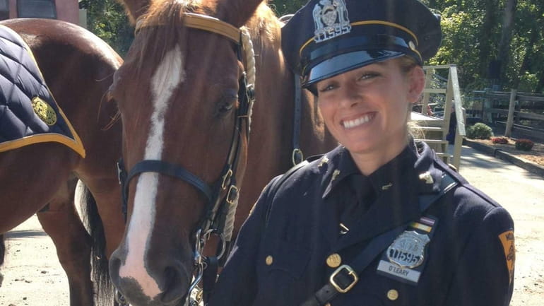 Police officer Meghan O'Leary of Suffolk County with her mount...