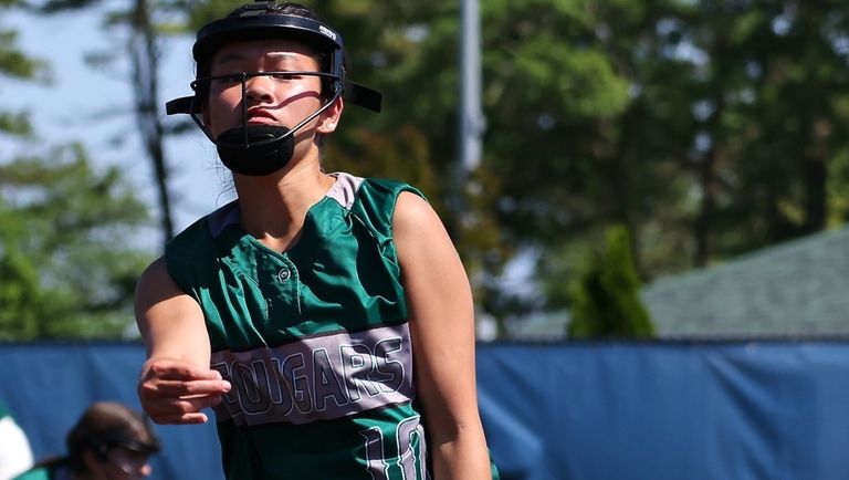 Bellmore JFK starting pitcher Lia Fong delivers a pitch against...