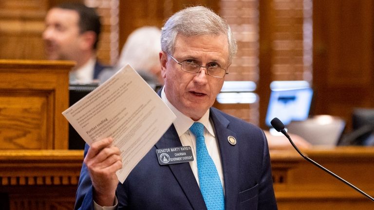 Georgia Sen. Marty Harbin, R-Tyrone, speaks before the state Senate...