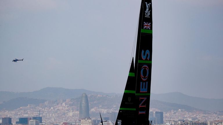 Ineos Britannia's AC75 boat sails during America's Cup Preliminary Regatta...