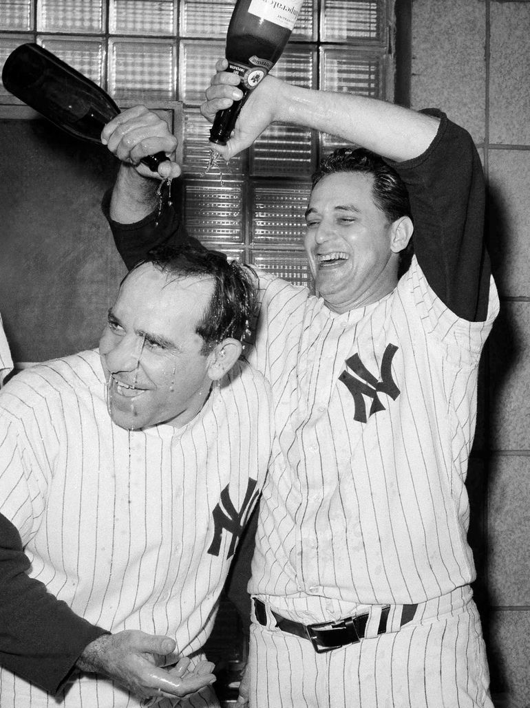 Yogi Berra Champagne Celebration New York Yankees