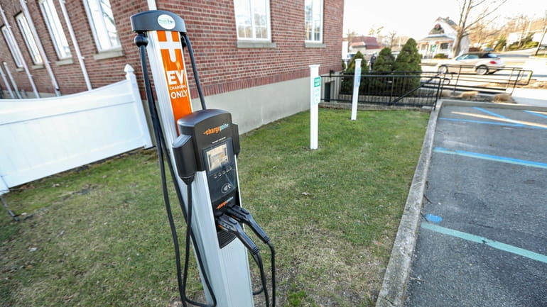 The electric vehicle charging station behind Smithtown Town Hall in...