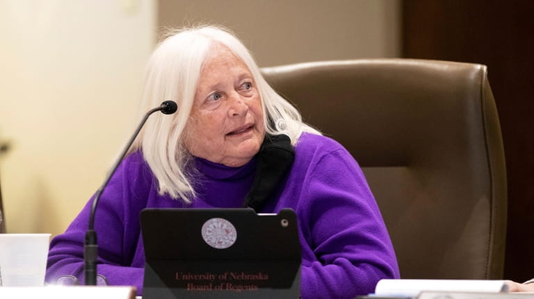 University of Nebraska Board of Regents member Barbara Weitz speaks...