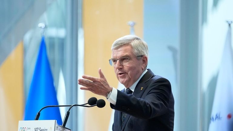 IOC President Thomas Bach speaks during the IOC Session Opening...