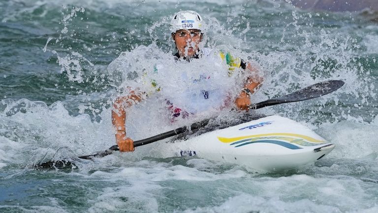 Jessica Fox of Australia competes in the women's kayak single...