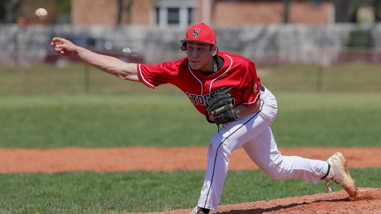 Cameron Mayer  of Syosset pitches in the third inning against...