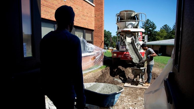 Construction was underway on a central courtyard at Jack Abrams...