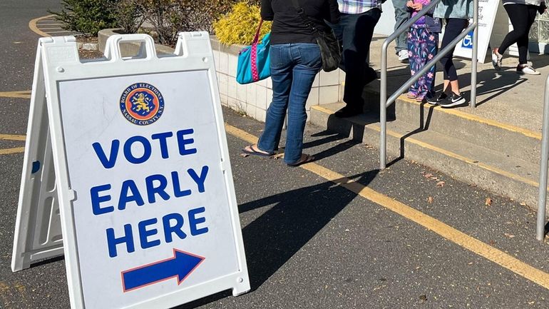 Early voting at polling place on Long Island.