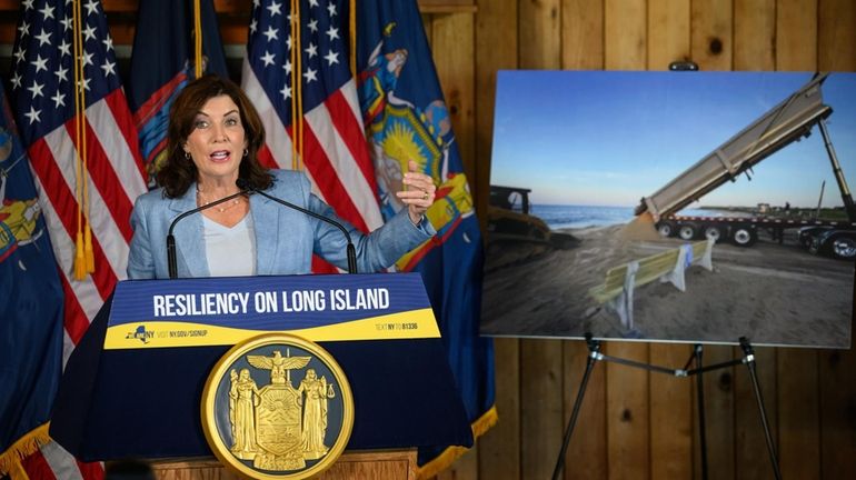 Gov. Kathy Hochul speaks Friday at an event at the...