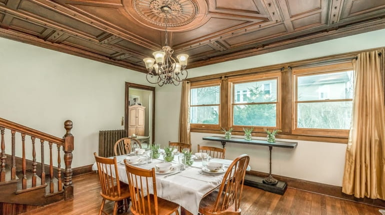 The ceiling in the dining room of this Bayport home...