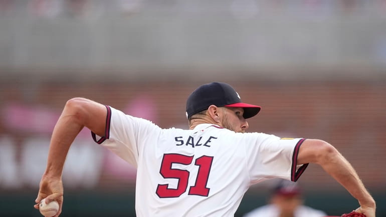 Atlanta Braves pitcher Chris Sale (51) delivers in the first...